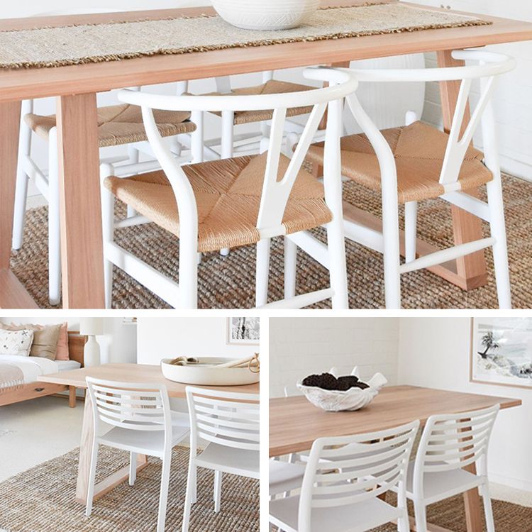 Solid Wood Industrial Rectangle Table Wood Top Indoor Table with Sled Base