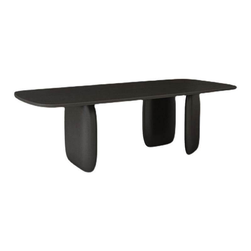 Mesa de comedor con forma rectangular, mesa de madera maciza moderna con 3 patas para comedor