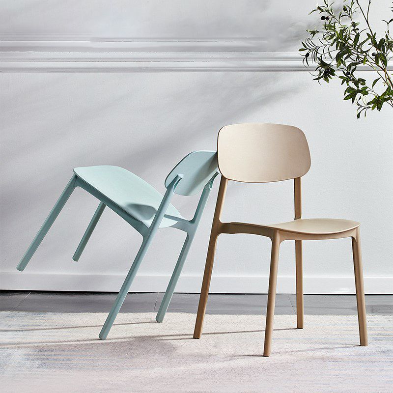Scandinavian Plastic Patio Dining Side Chair Open Back Stacking Side Chair