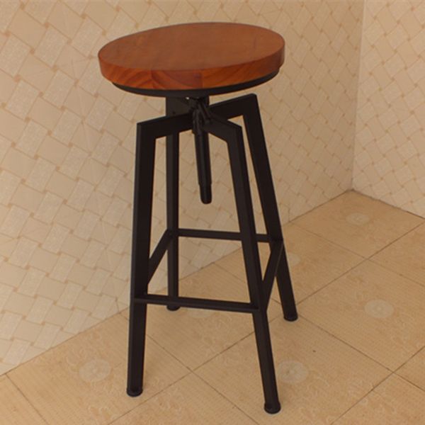 Industrial Armless Rotatable Counter Stool Iron Cafe Bar Stool with Pedal