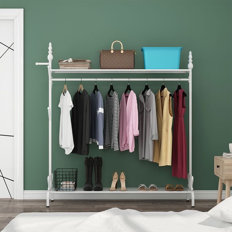 Contemporary Solid Color Coat Hanger Free Standing Coat Rack with Storage Shelving