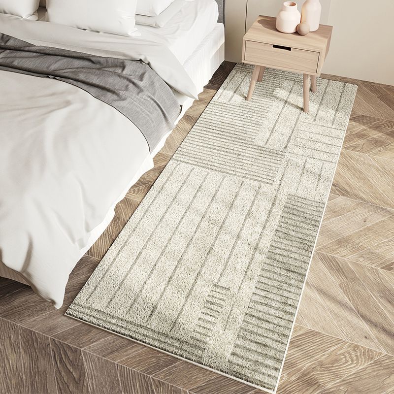 Grey Geometric Pattern Area Rug Polyester Modern Area Carpet Non-Slip Backing Rug for Bedroom