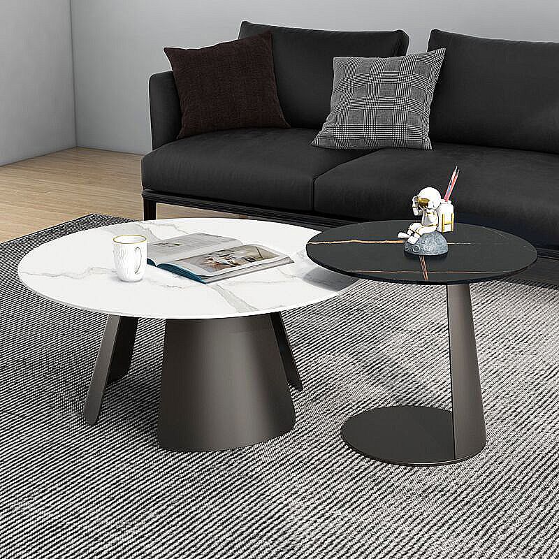 3 Legs Base Cocktail Table Rock Plate Table Round Coffee Table with Metal Base
