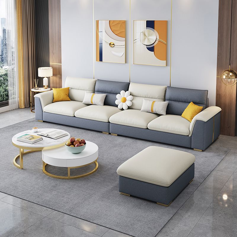 Glam 3/4 Seater Faux Leather Pillow Top Arm Sofa for Living Room