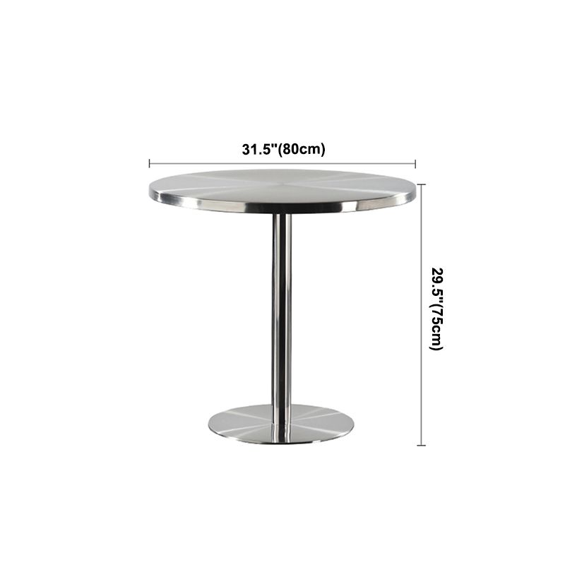 Metal Industrial Table Stainless Steel Top Dining Table with Pedestal Base