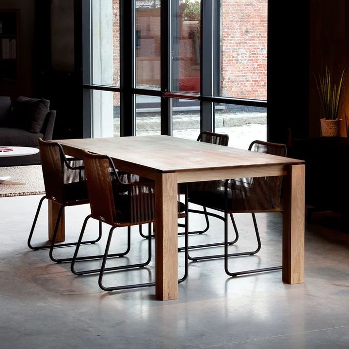 Mesa de comedor rectangular Simplicity, mesa de madera maciza de pino con 4 patas para comedor