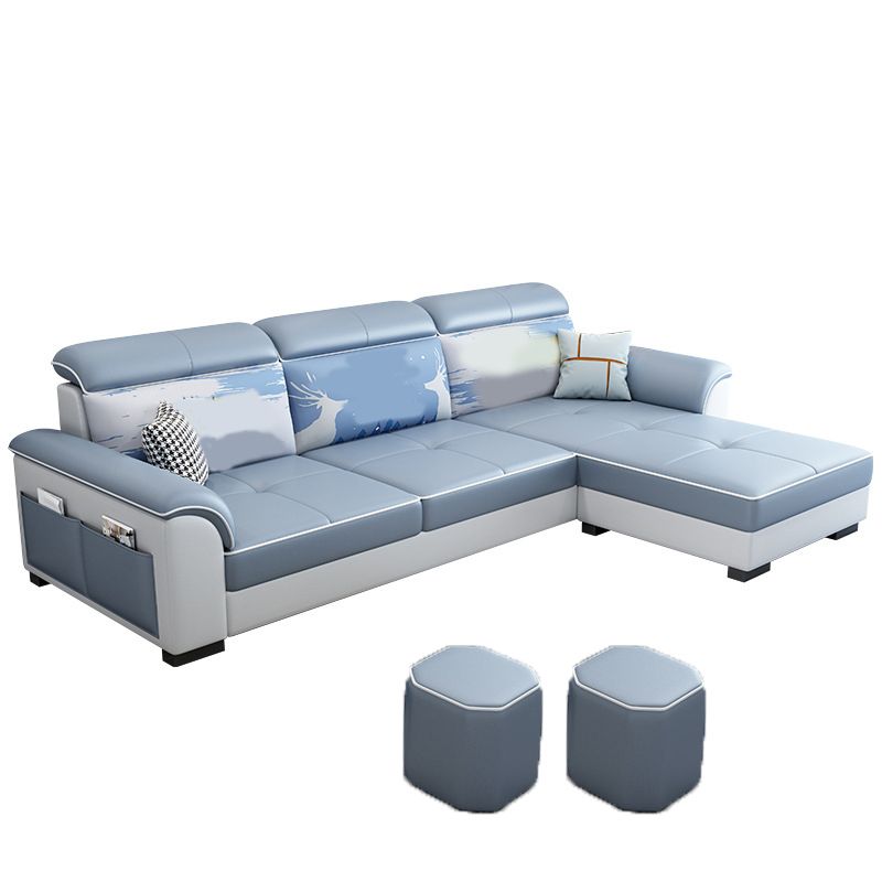 Modern Living Room 3-seat Sofa Flared Arm Sectionals with Ottoman Included