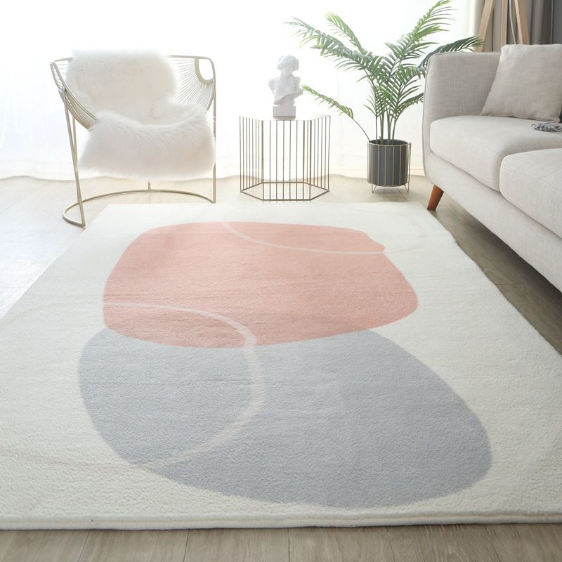 Tapis de couleur rose clair Polyester tapis nordique Tapis résistant aux taches pour la décoration intérieure