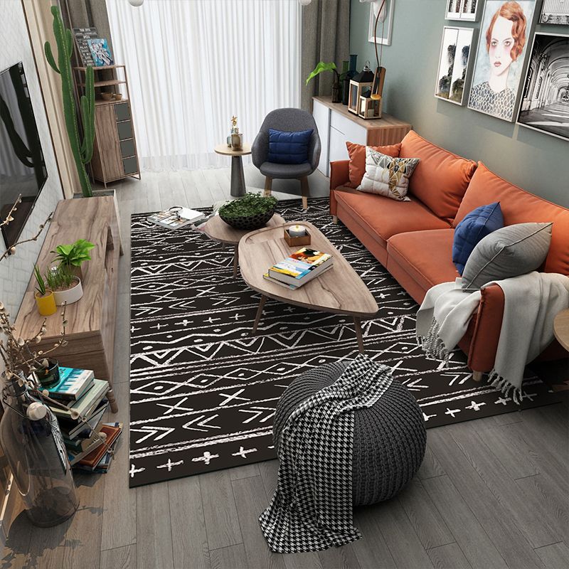 Veelkleurige boho tapijt katoen mengsel geometrisch bedrukte gebied tapijt machine wasbare gemakkelijke eenvoudige verzorging niet-slip tapijt voor slaapkamer
