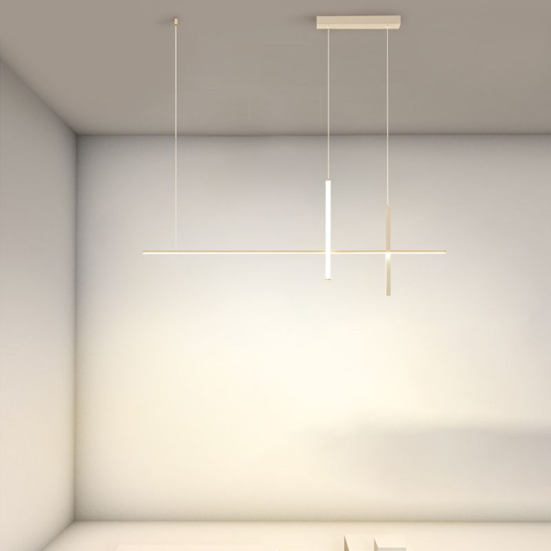 Luci d'isola lineare Luce a soffitto dell'isola metallica contemporanea in finitura bianca