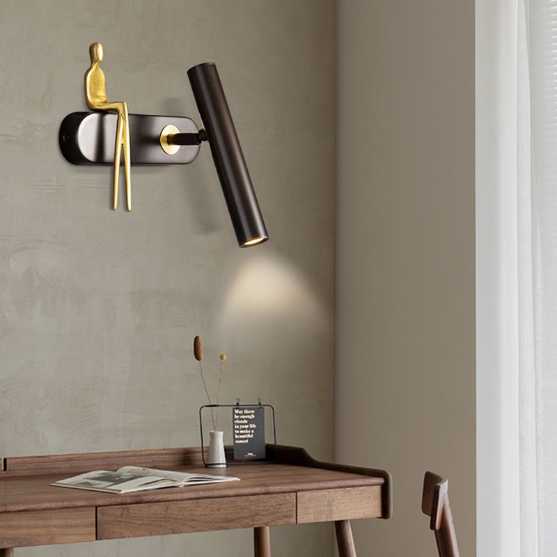 Nordic Style Copper Wall Light Cylinder Shape Wall Lamp for Bedroom (Included Doll)