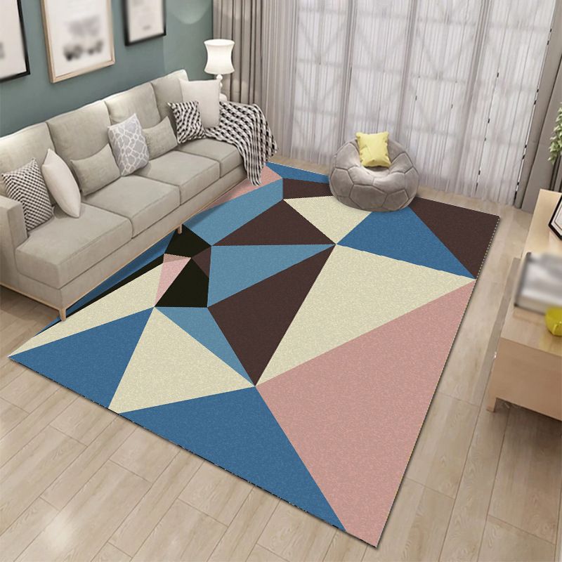 Trendy Geometric Pattern Carpet Polyester Area Rug Stain Resistant Indoor Carpet for Living Room