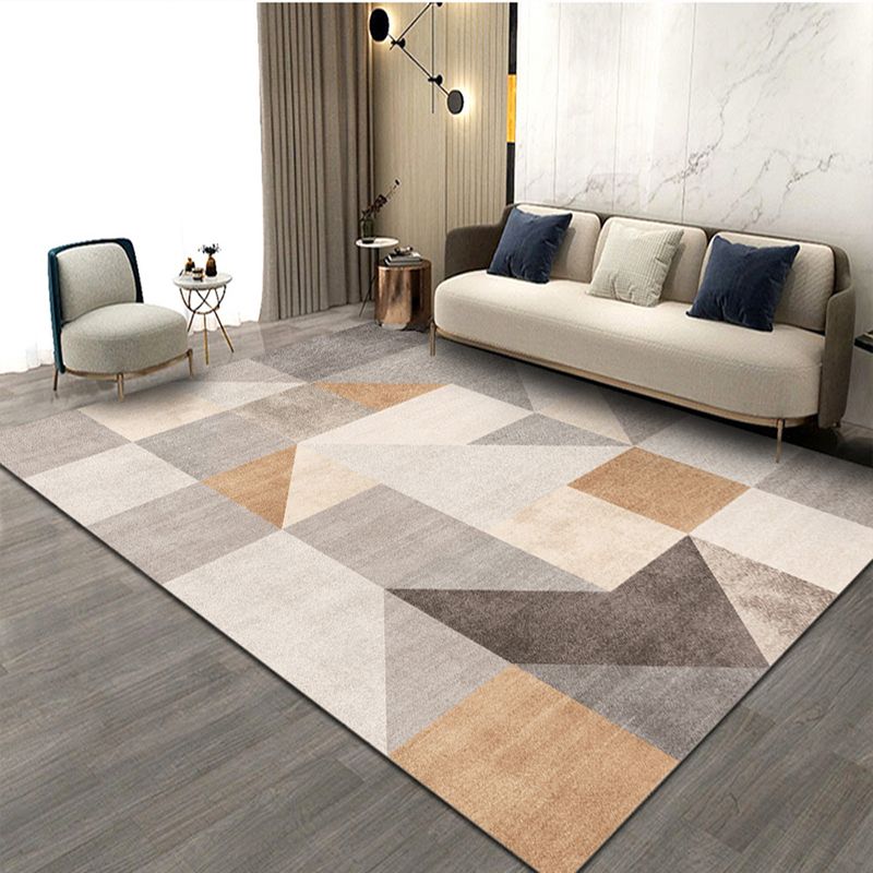 Geometric Area Rug Modern Contrast Panel Rug Polyester Stain Resistant Carpet for Living Room