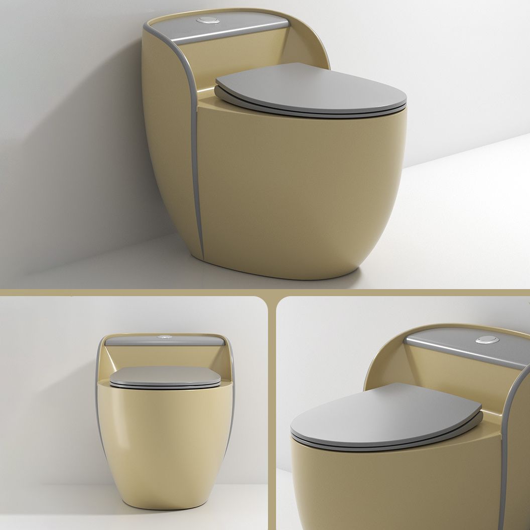 Modern Flush Toilet Ceramic Round-Front One-Piece Toilet with Slow Close Seat