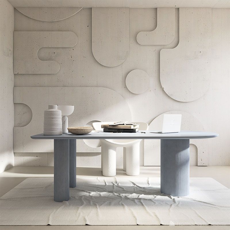 Modern Blue Dining Table Solid Wood Dinner Table for Dining Room