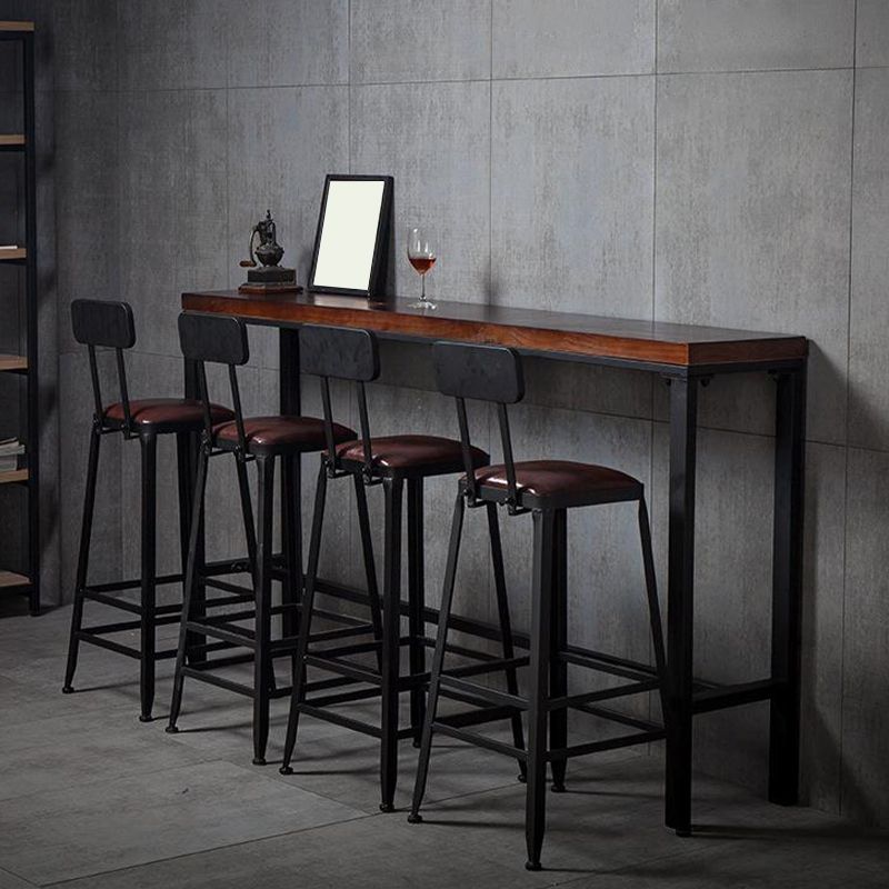 Industrial Bar Table Solid Wood Rectangle Pub Table for Outdoor Breakroom