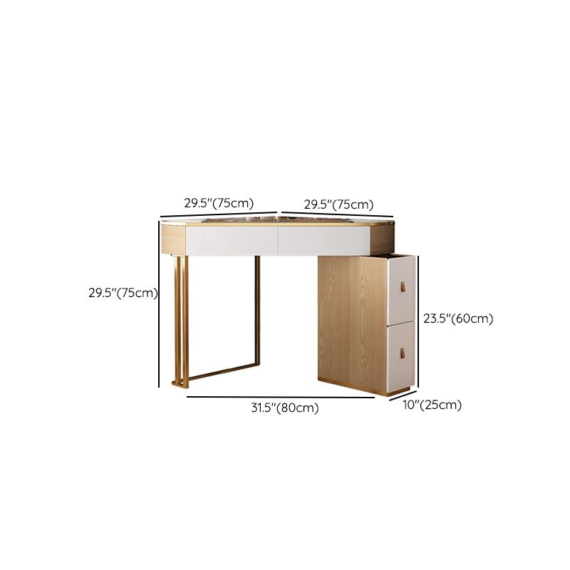 4-Drawers Mirrored Dressing Table Glass Top Make-up Vanity Stool Set