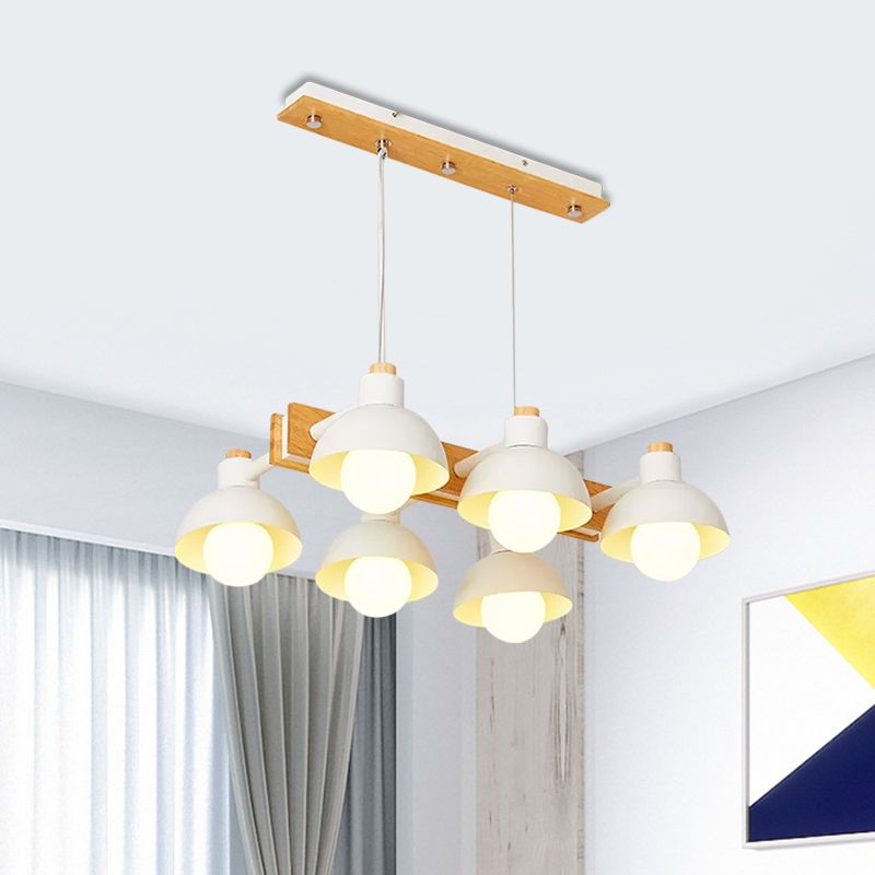 4/6 luces de tono de domo lineal lámpara lineal isla de metal nórdica iluminación en blanco