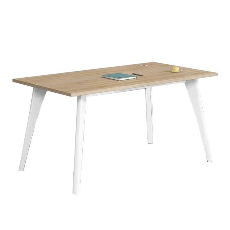 Rectangular Shaped Office Writing Table Wood with Metal Legs in Natural/Brown