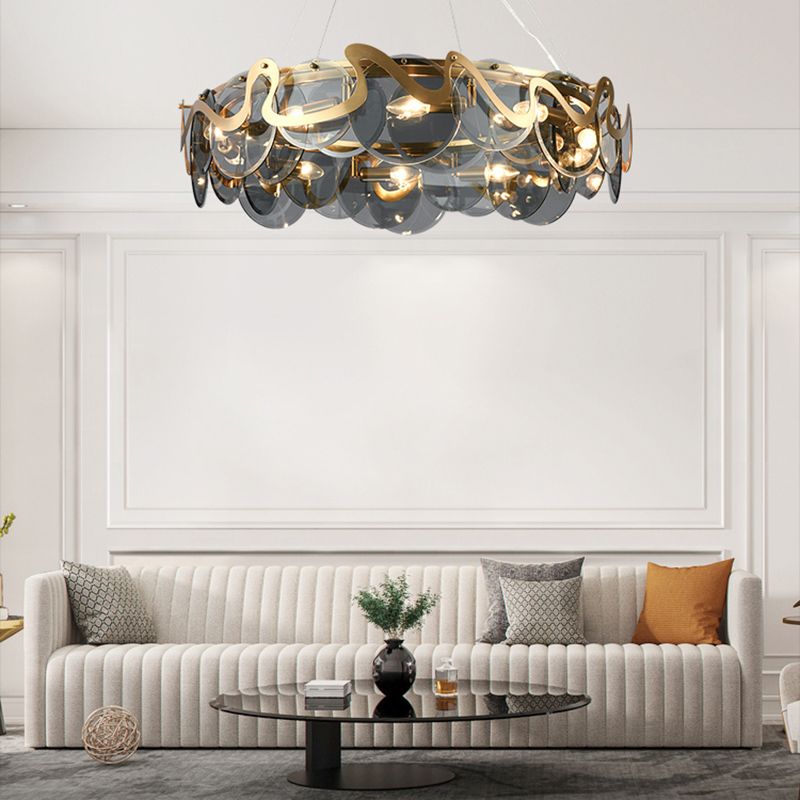Glass Pendant Light Geometric Contemporary Ceiling Light for Living Room