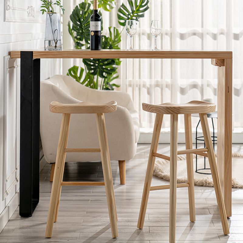 Natural Wood Top Bar Table Rectangle Modern Sled Living Room Bar Dining Table