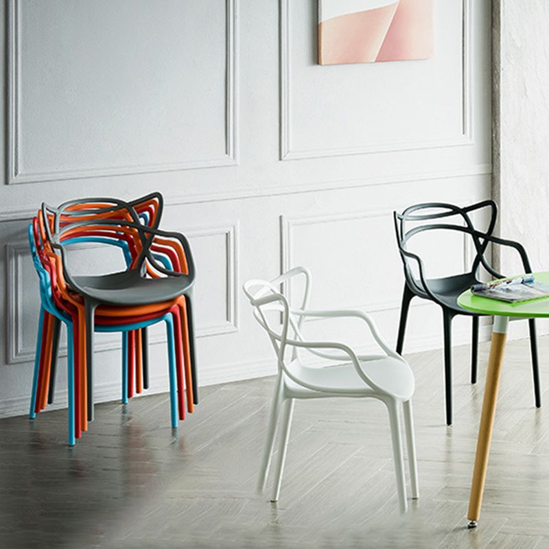 Nordic Style Arm Side Chairs Open Back Chairs with Plastic Legs for Kitchen