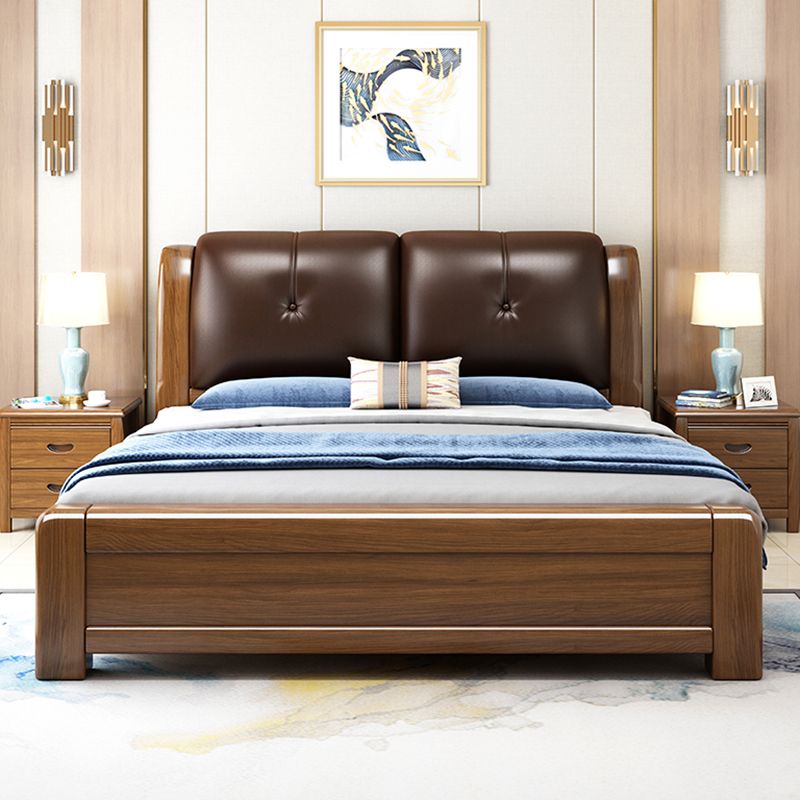 Brown Standard Bed with Storage Mid-Century Modern 43.30" High Bed