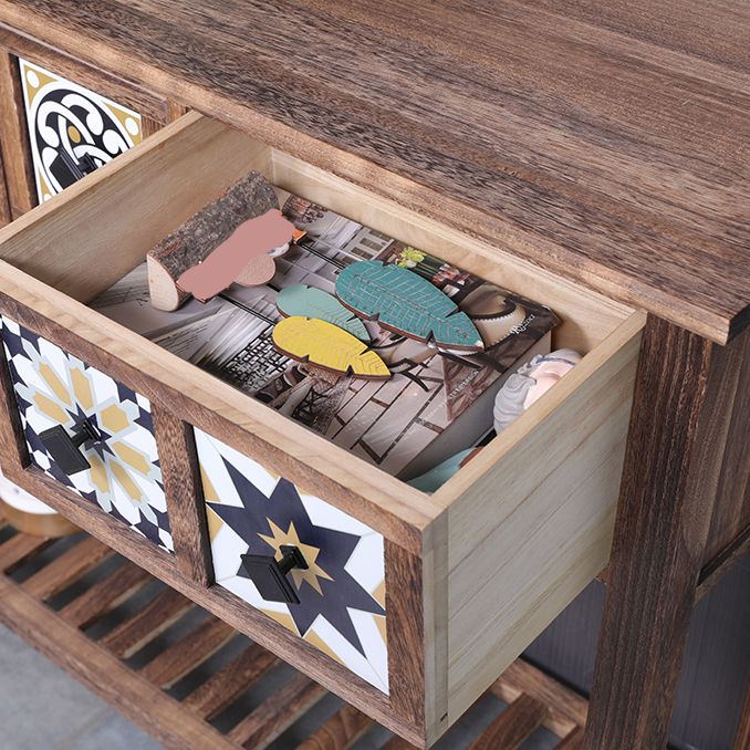 Mid-Century Modern Accent Table with Drawers for Hall Console