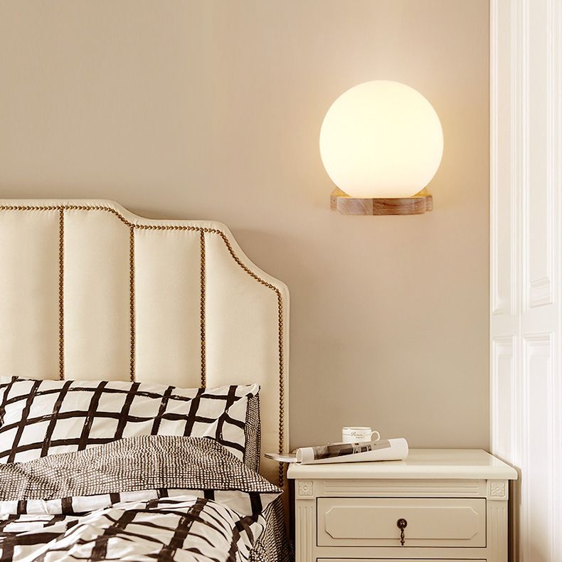 Wood Frame Wall Lighting Contemporary Single Head Wood Sconce Light Fixture for Living Room