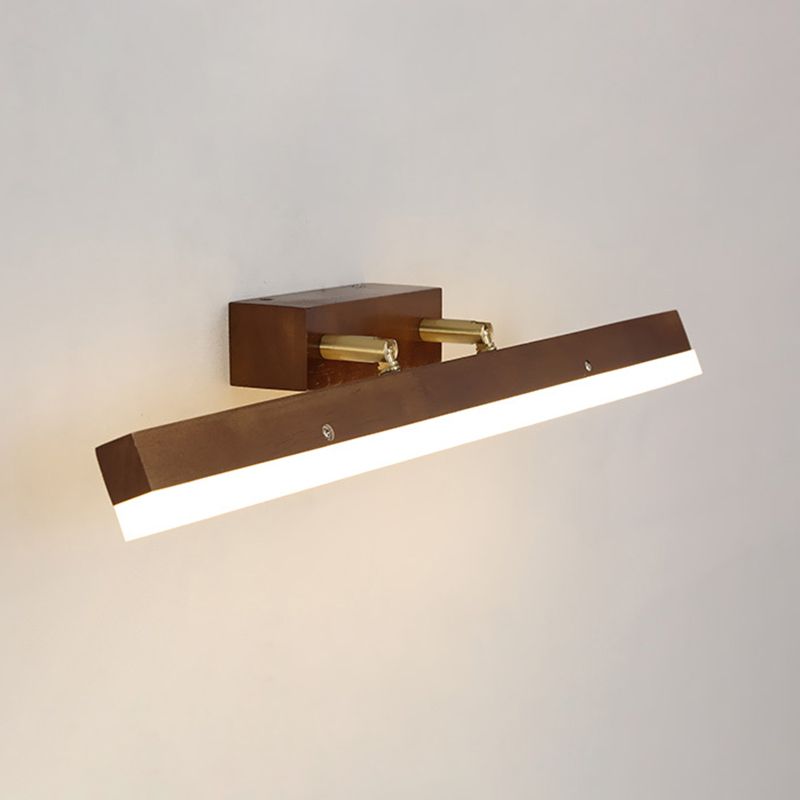 Wooden LED Mirror Light Modern Nordic Adjustable Wall Sconce Light for Bedroom Bathroom