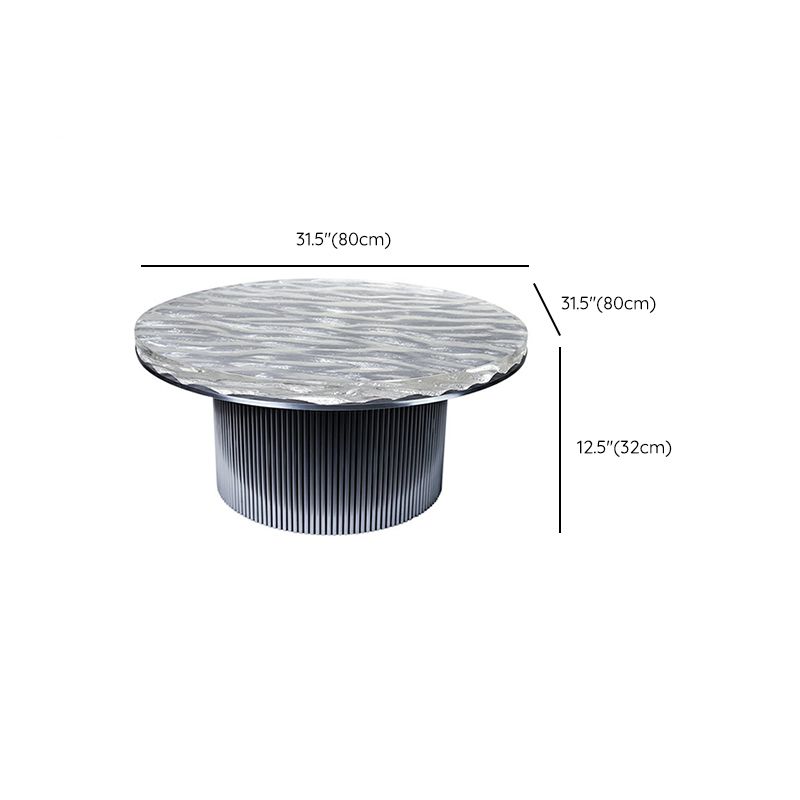 Clear Glam Metal Single Round Pedestal Coffee Cocktail Table