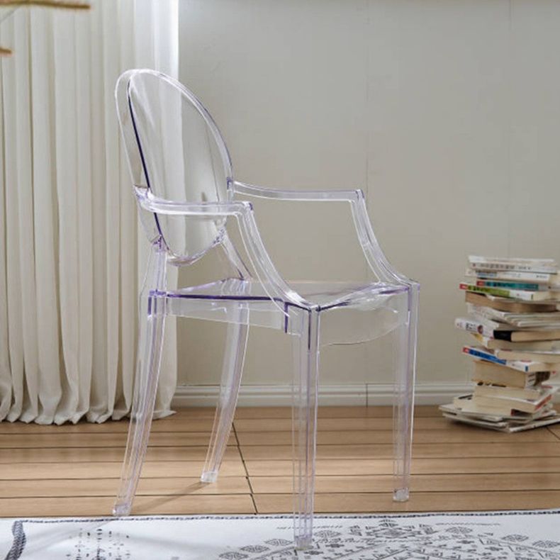 Scandinavian Style Open Back Dining Side Chair Arm Plastic Side Chairs