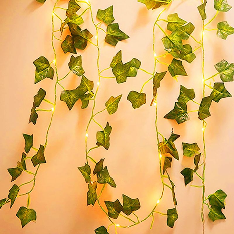 Green Maple Leaf Shaped String Lamp Decorative Plastic LED Festive Light