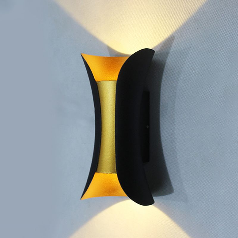 Curved Wall Light Lamp Sconce Modern Style Aluminum 2-Lights Black and Gold Wall Sconces