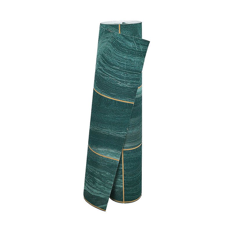 Contemporary Wallpaper Roll for Dining Room Decor with Marble Effect and Rectangle Design in Green