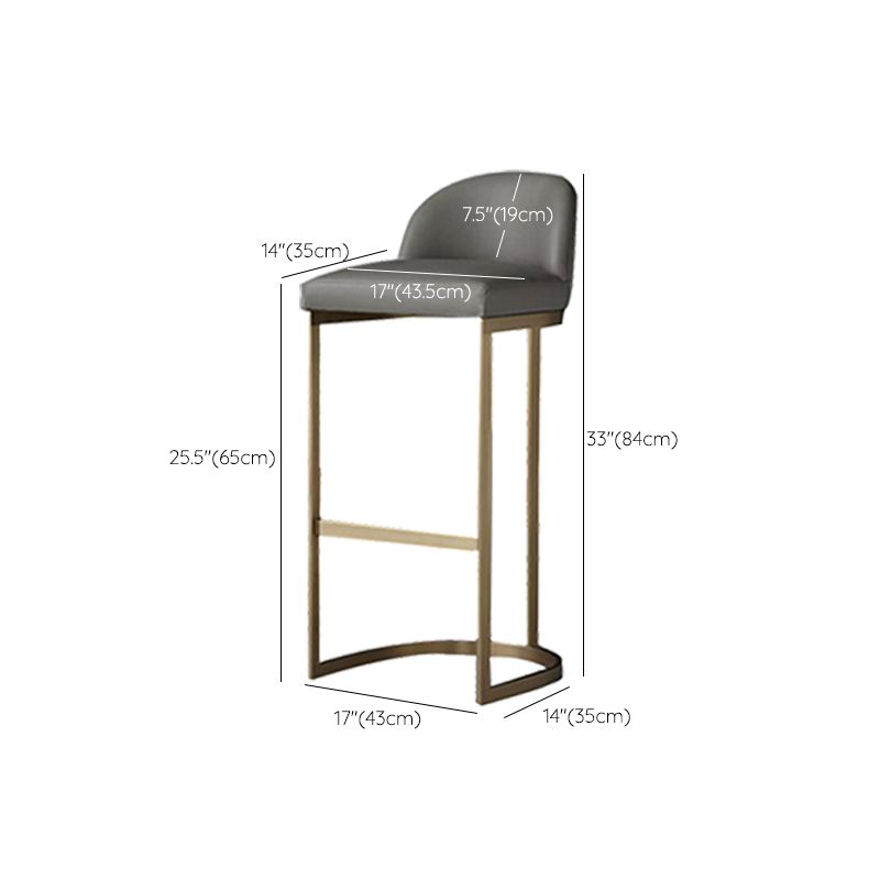 Industrial Low Back Stool PU Leather Counter Stool with Metal Legs