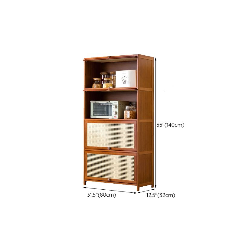 Contemporary Simple Rectangular Bamboo Cabinet with Doors in Brone