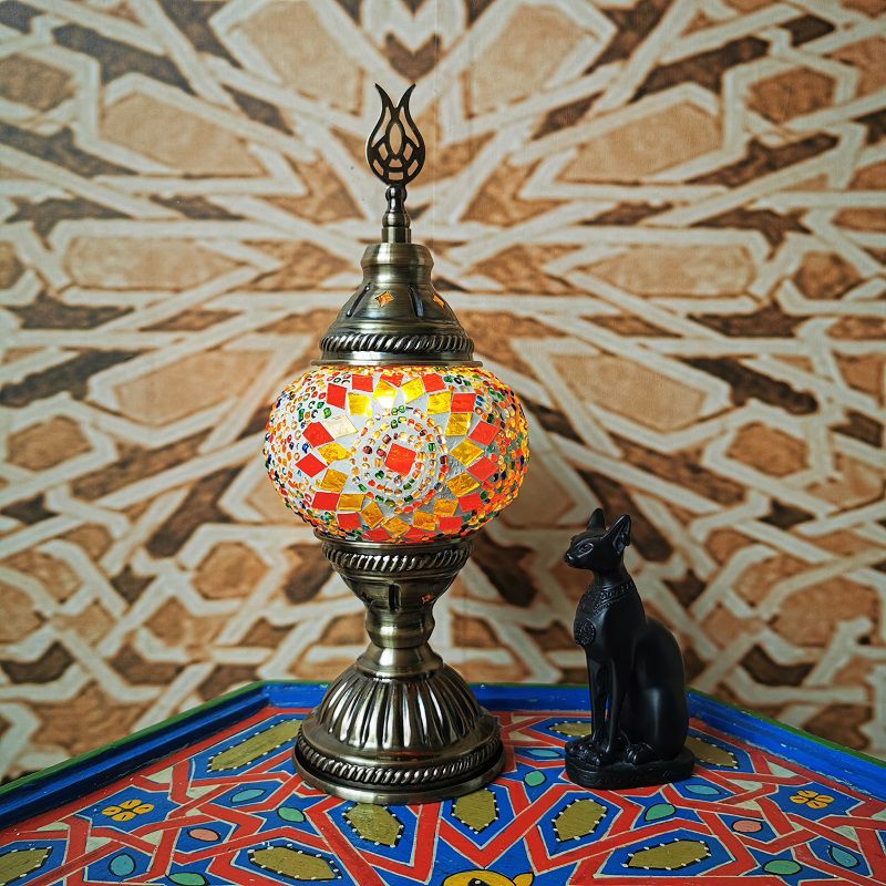 Vintage Moroccan Desk Lamp Turkish Style Glass Table Lamp Fixture for Bedroom