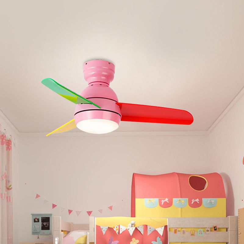 33,5 "W Circolo contemporaneo Ampiccamento della ventola Light Acrilic Wall/Remote Control LED MOUNT IN NERO/BIANCO/ROSA PER CAMERA DA LETTO, 3 BLADE