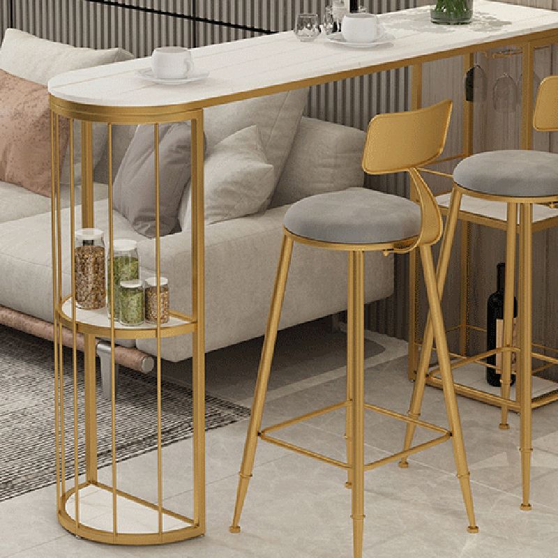 Glam Style Fixed Bar Table 1/2/3 Pieces Stone Counter Table for Dining Room