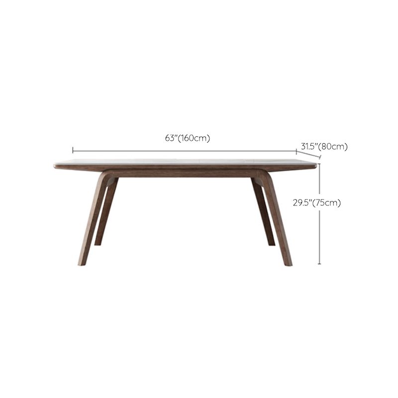 Rectangle Table Medieval Modern Sintered Stone Top Dining Table with Wooden Base