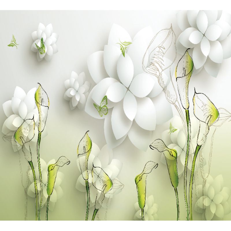 Illustration Flower and Butterfly Mural Whole Wall Decor for Girls Room, Custom Made