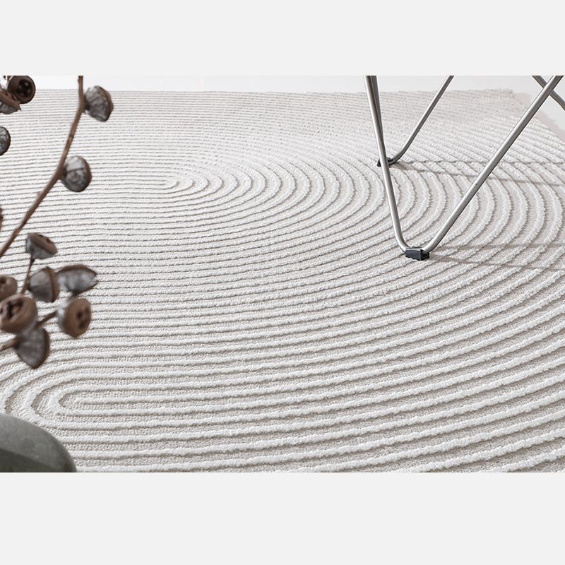 Casual Modern Area Rug Beige Polyester Area Crapet Stripe Pattern Easy Care Rug for Living Room