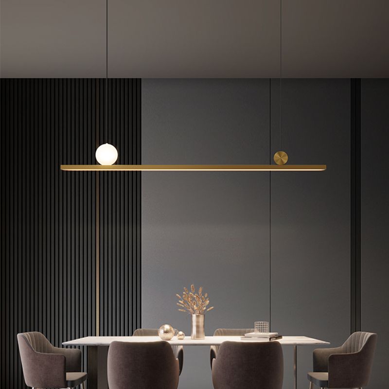 Modern 2-Light Kitchen Pendant Lights Linear Metal Island Light Fixtures