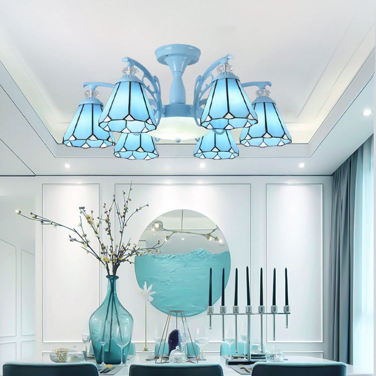Administrateur de plafond de chambre à coucher en verre semi-chasseur ombré Tiffany