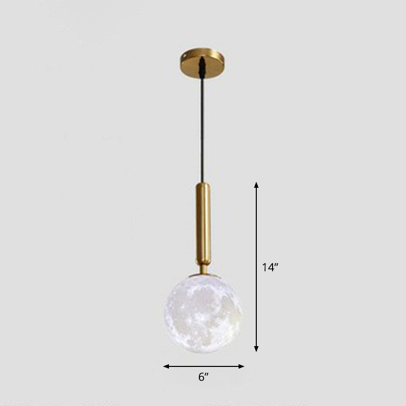 3D Print Moon Shaped Pendant Light Minimalist Creative Metal Single Hanging Lamp