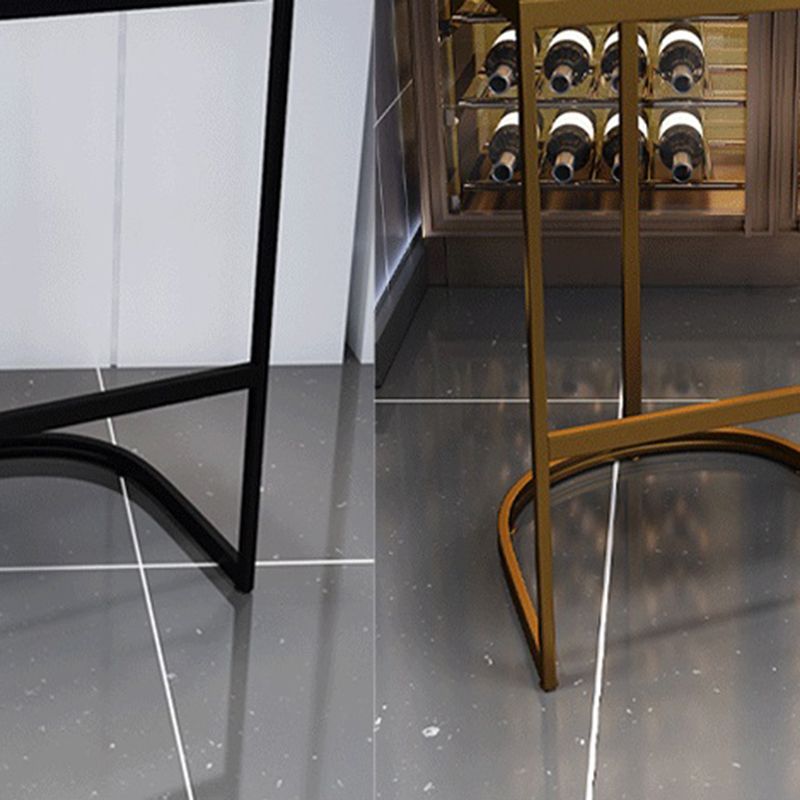 White Sintered Stone Bar Table Metal Base Dining Table with Storage Shelves