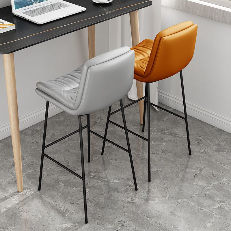 Contemporary Barstools Faux Leather Bar Stool with Metal Legs