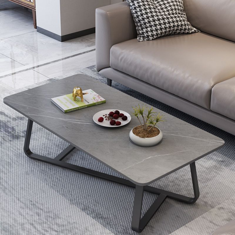 Glam Stop Top Coffee Table with Iron Cross Legs for Living Room