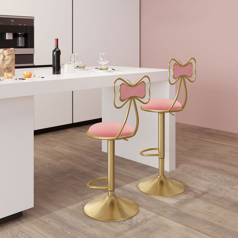 Adjustable Glam Bar Stool Footrest Low Back Upholstered Indoor Counter Stool